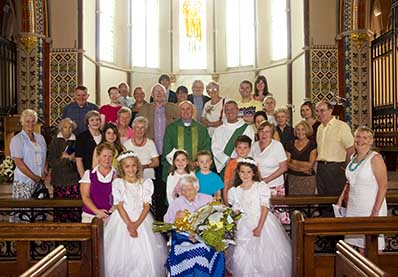 Mary Boylen with parishioners